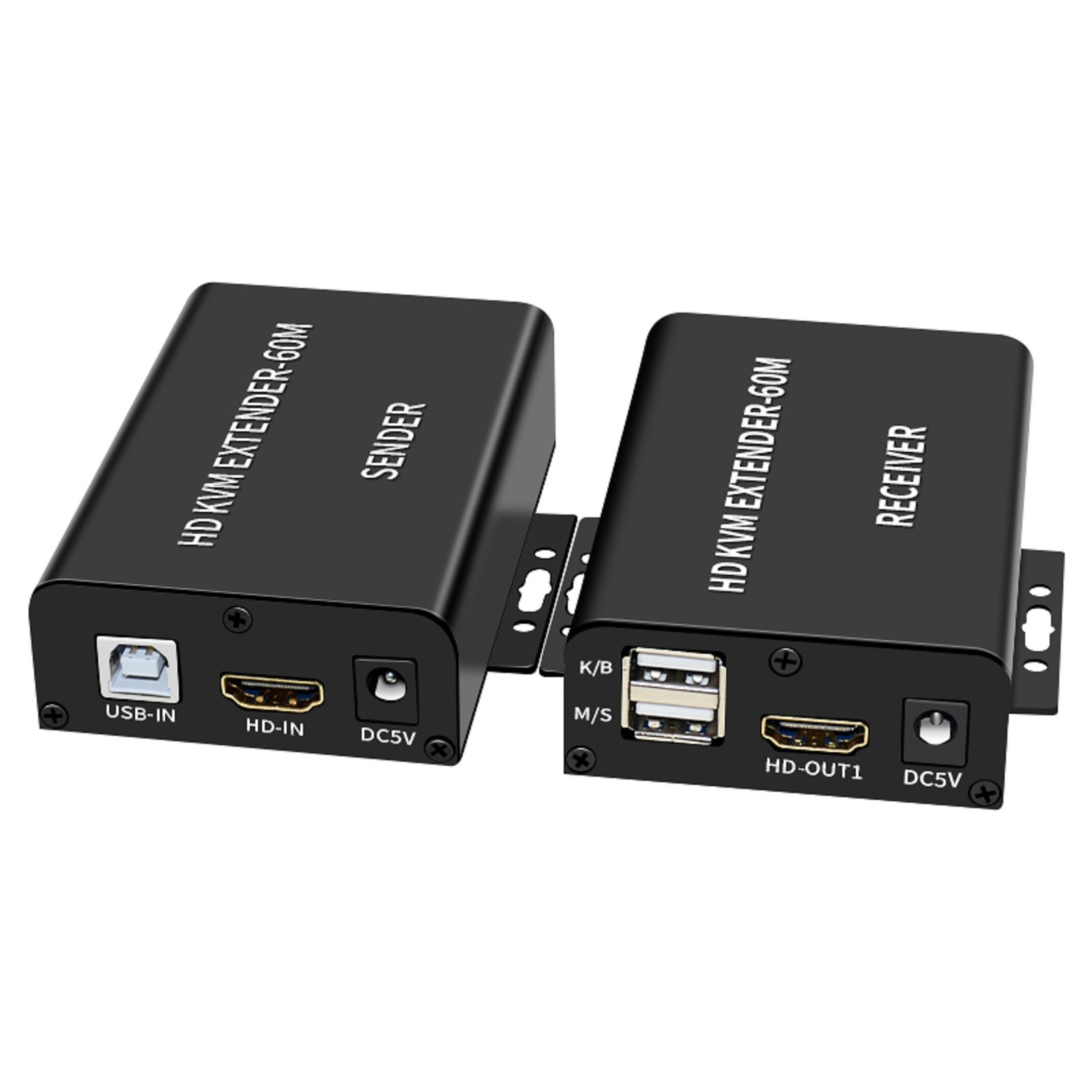 60M Video Extension Hub Adapter HDMI KVM USB-A RJ45 Lan Ethernet Extender
