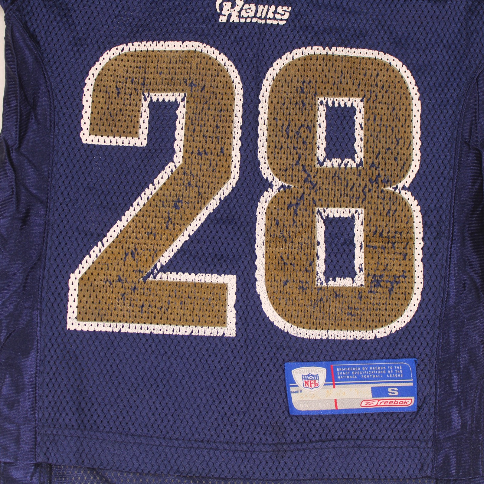 MARSHALL FAULK Vtg y2k St. Louis Rams Jersey REEBOK On Field Youth Small 8
