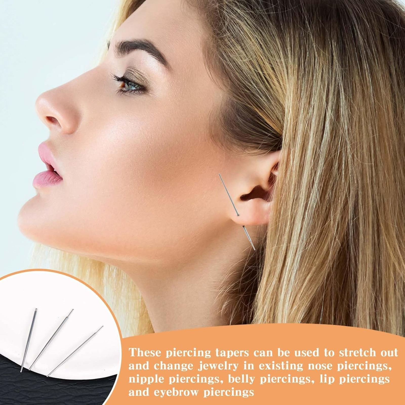 Piercing Taper Set, G23 Titanium Threadless, 4PCS Mixing Sizes, 16G 18G 20G