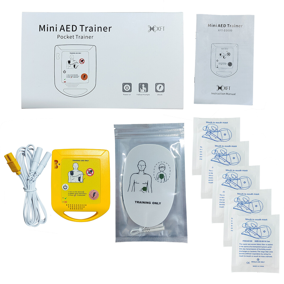 2xMini AED Trainer XFT First Aid Training Kit Practice Study Train Machine In En