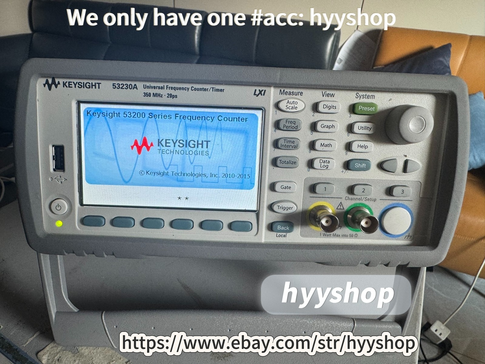 KEYSIGHT 53230A Universal Frequency Counter, 350MHz bandwidth, 20ps resolution.