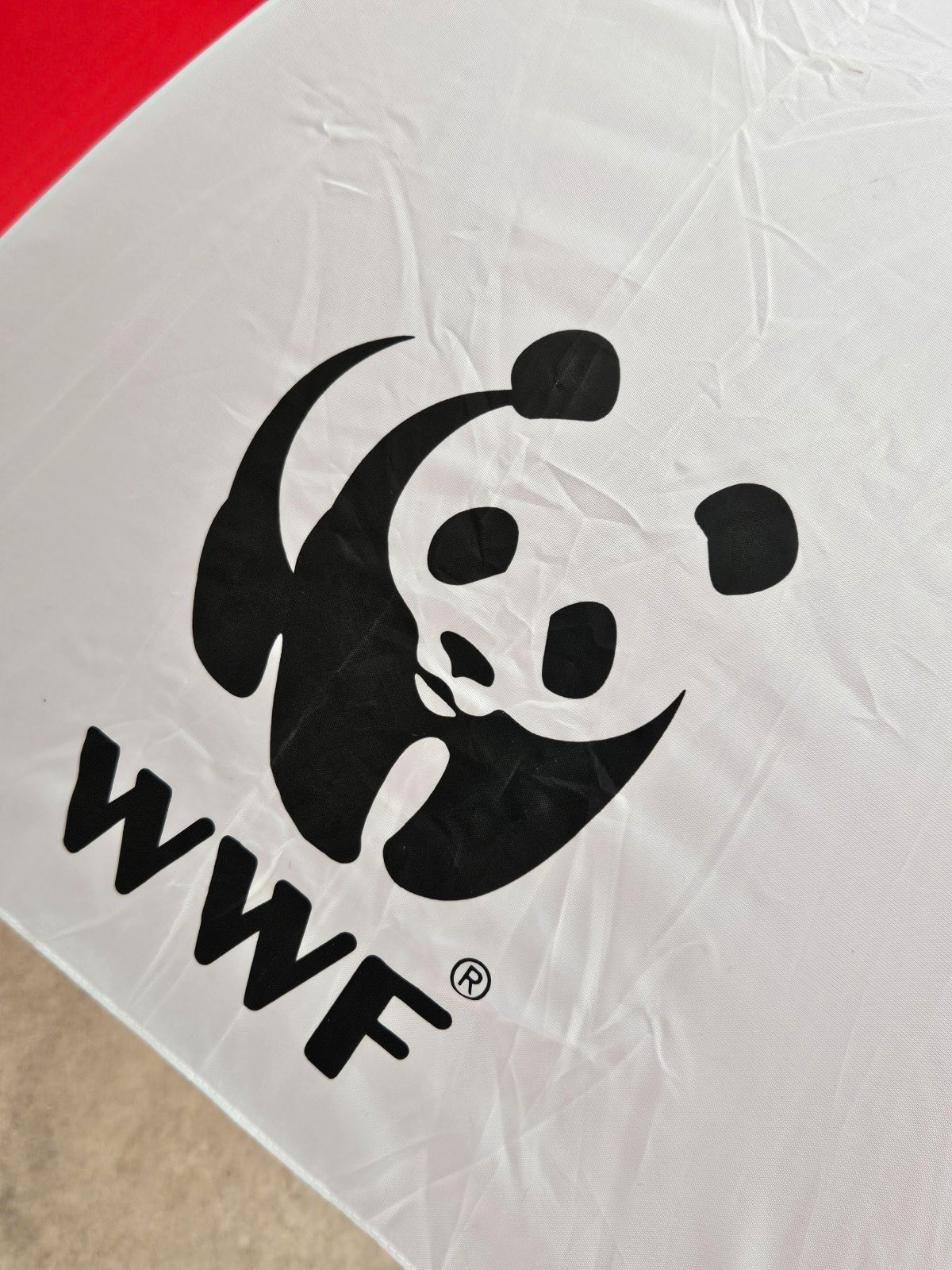 Vintage World Wildlife Foundation WWF Umbrella - Red White - Panda -New