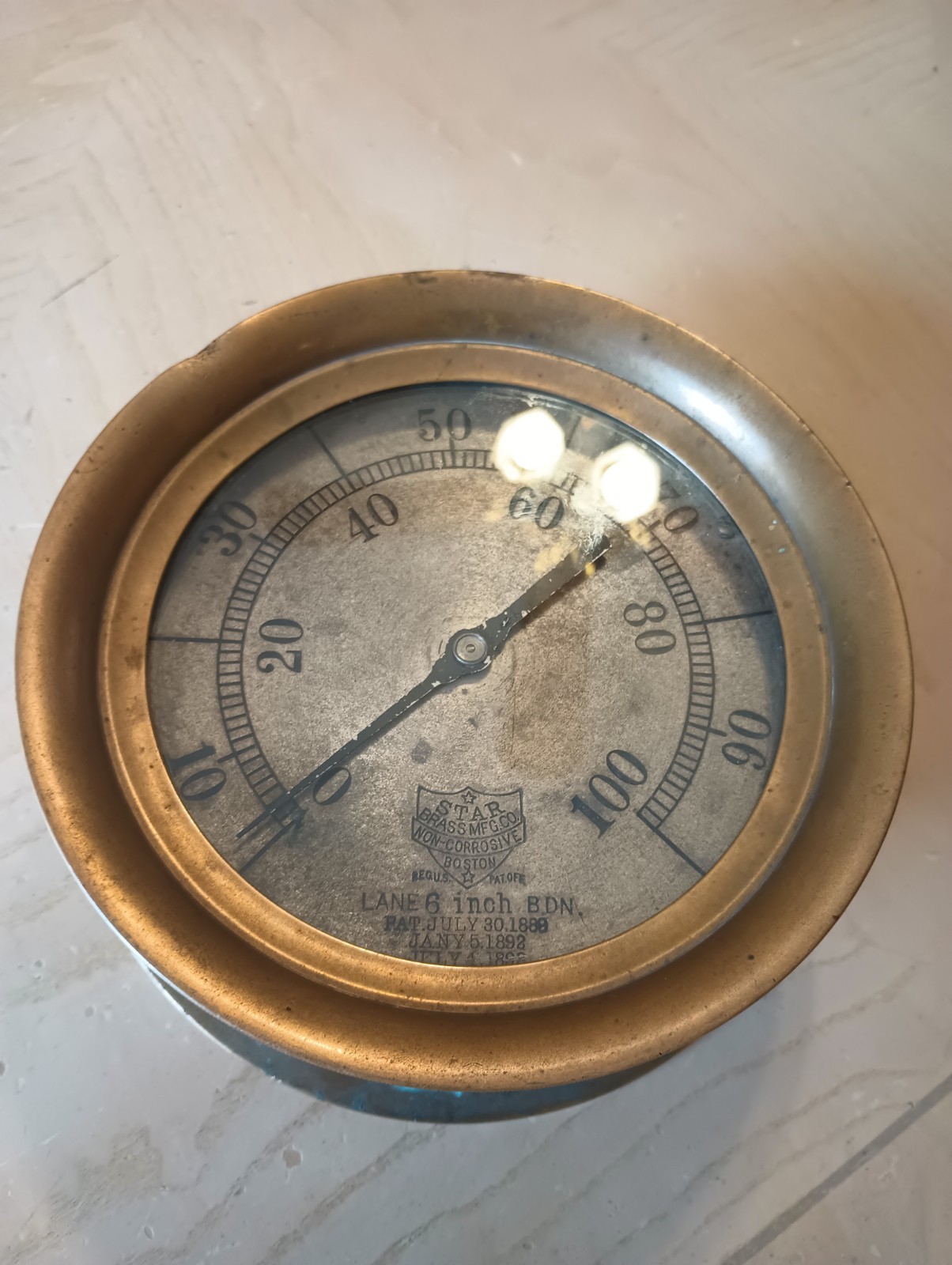 Rare! Antique Star Brass Mfg. Co. Steam Gauge Steamfitters Pipefitters Boston