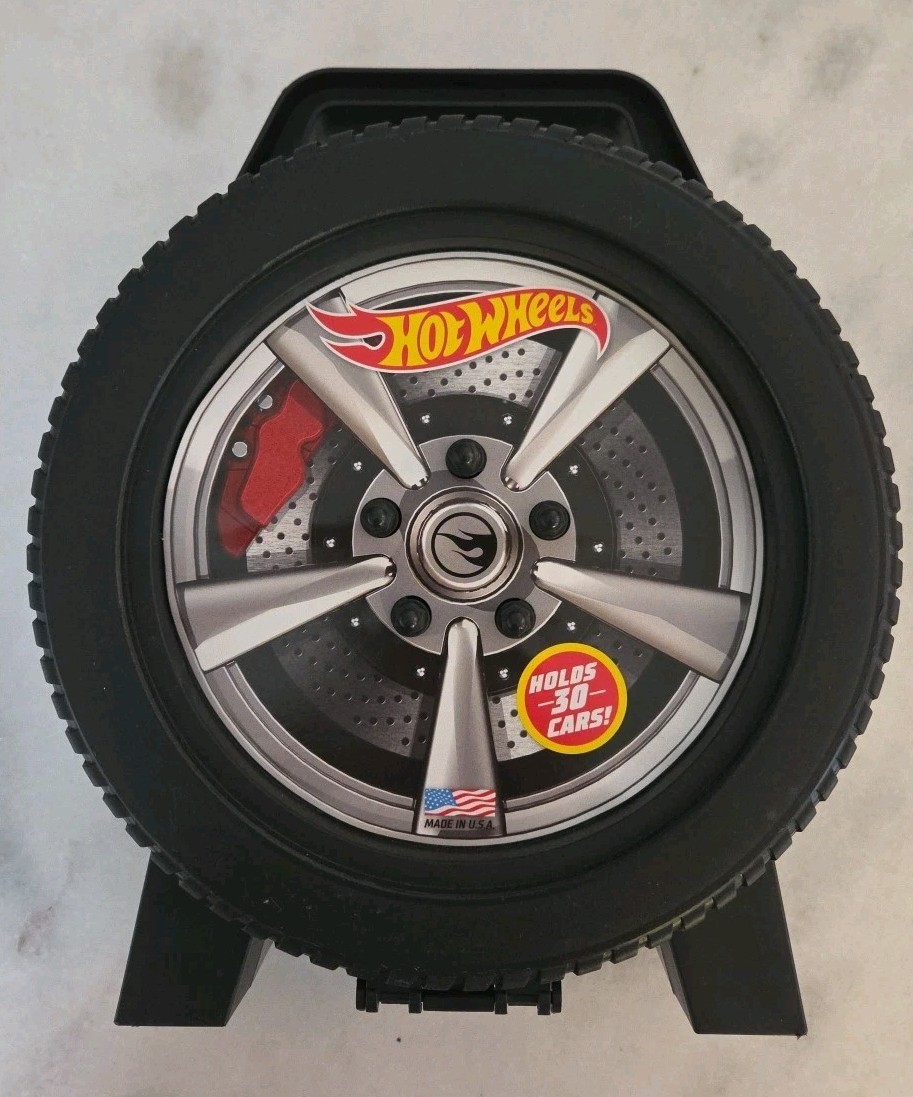 Hot Wheels Case Plastic Car Holder Black Tire Holds 30 Toy Cars Matchbox Diecast