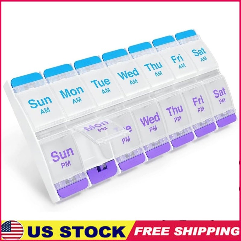 Easy Open Pill Organizer Arthritis Friendly Durable BPA Free Medication Storage