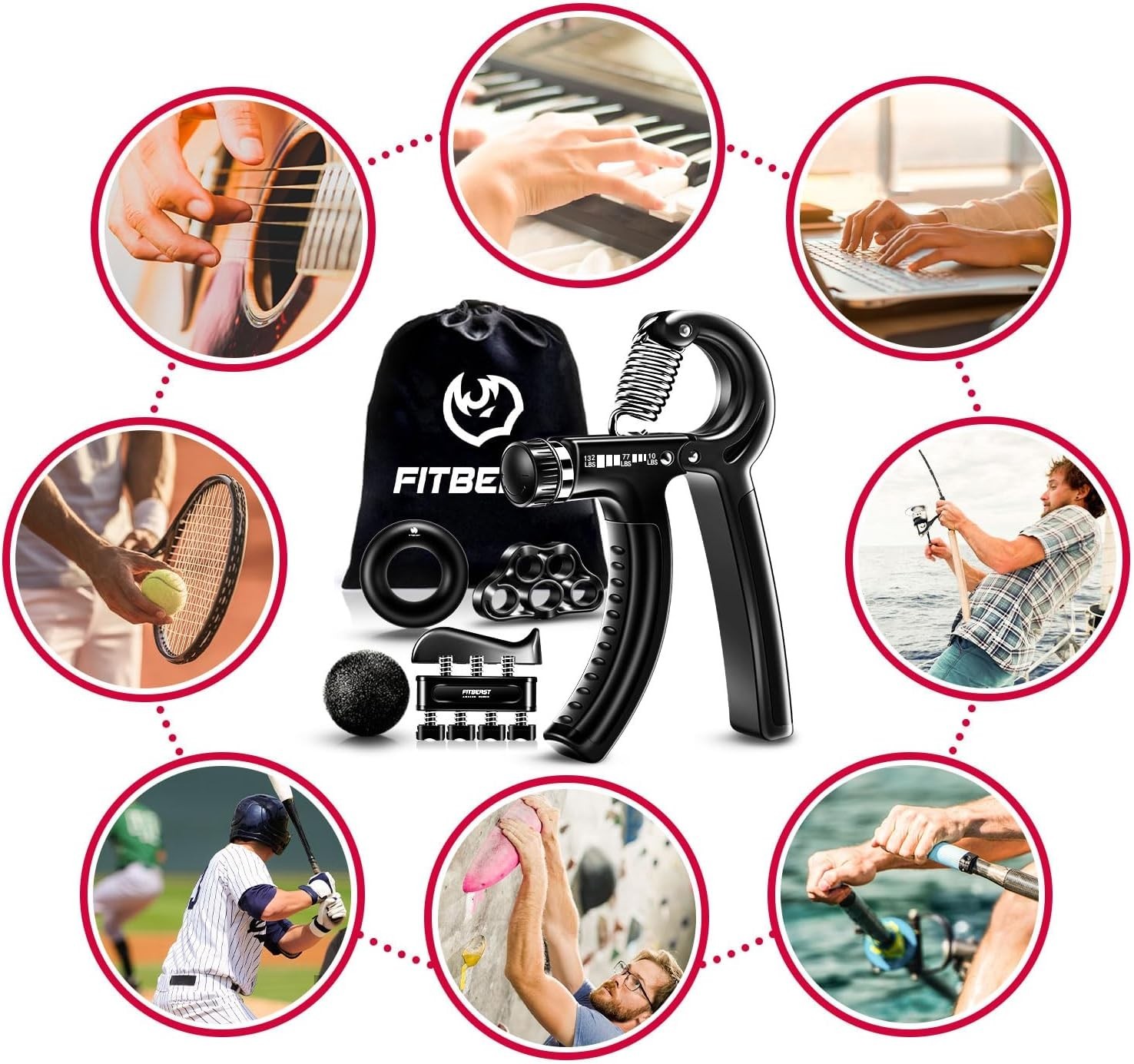 Adjustable Grip Strengthener Kit - 5 Essential Tools for Training