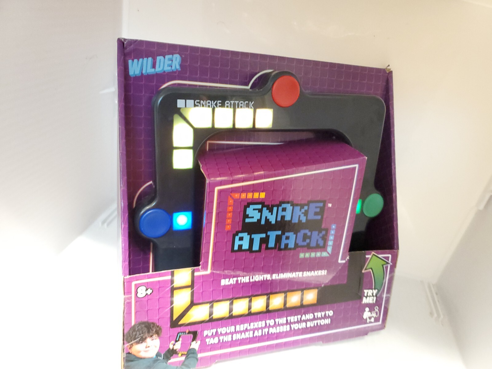 Snake Attack Electronic Handheld Game Solo, Multiplayer Reflex Game.OPENED BOX