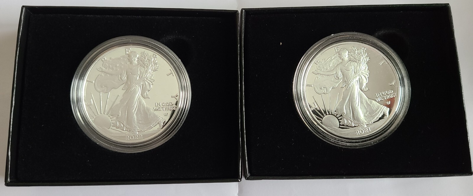 2022 "W" Silver American Eagle Set of 2, 1 Proof, 1 Uncirculated