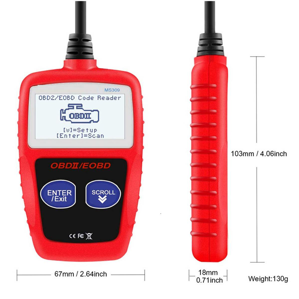 MS309 Universal Car Engine Fault Code Reader, Diagnostic Scan Tool OBD2