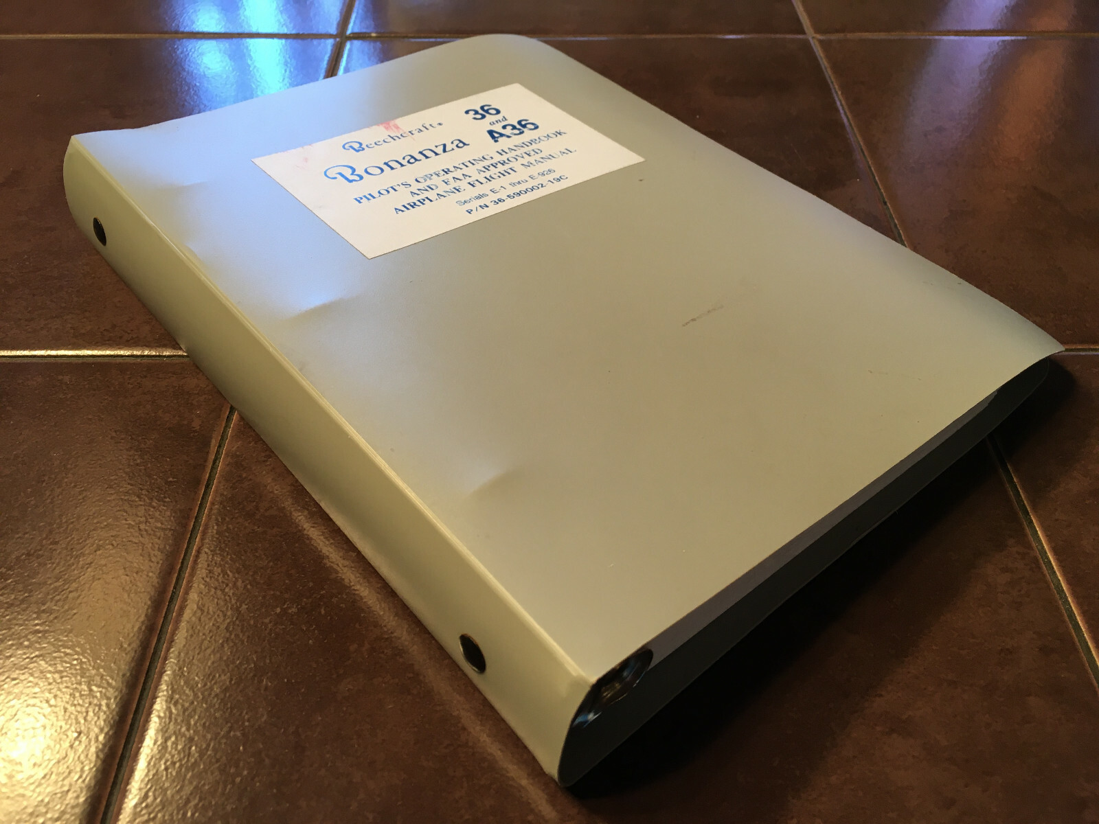 Beechcraft Bonanza 36 & A36 Pilot's Operating Manual, sn E-1 thru E-926