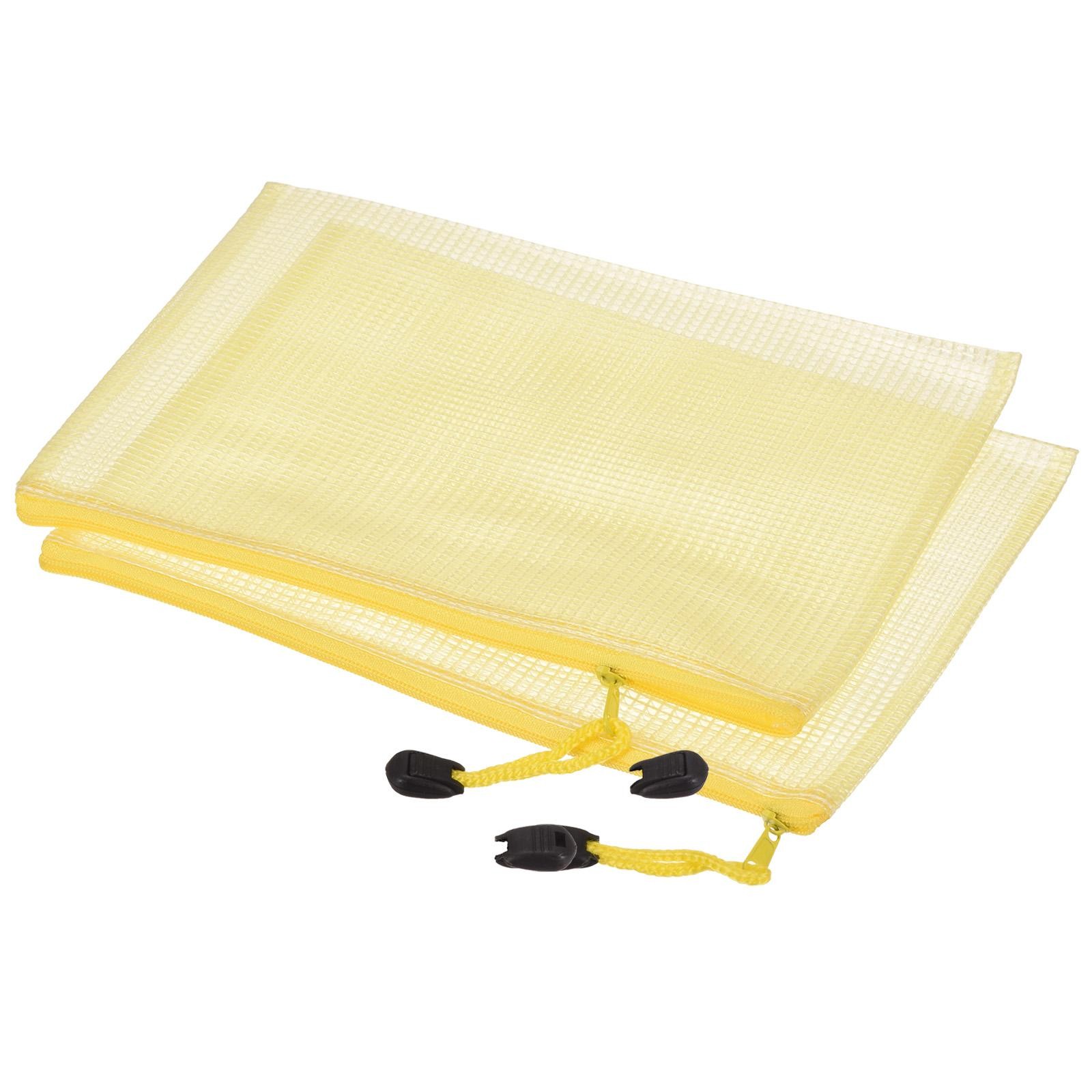 6 Pcs Mesh Zipper Bags, B6 File Document Pockets Bill Pouch Folders, Yellow