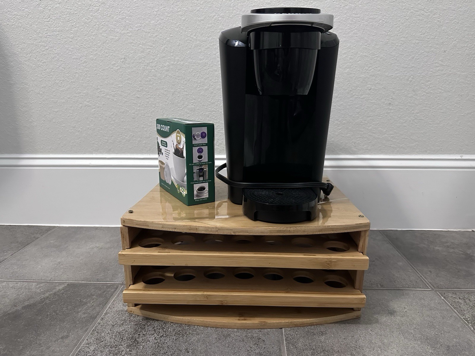 Keurig K-Express Coffee Maker Bundle - Black Matte - Bamboo Pod Drawer & Filters