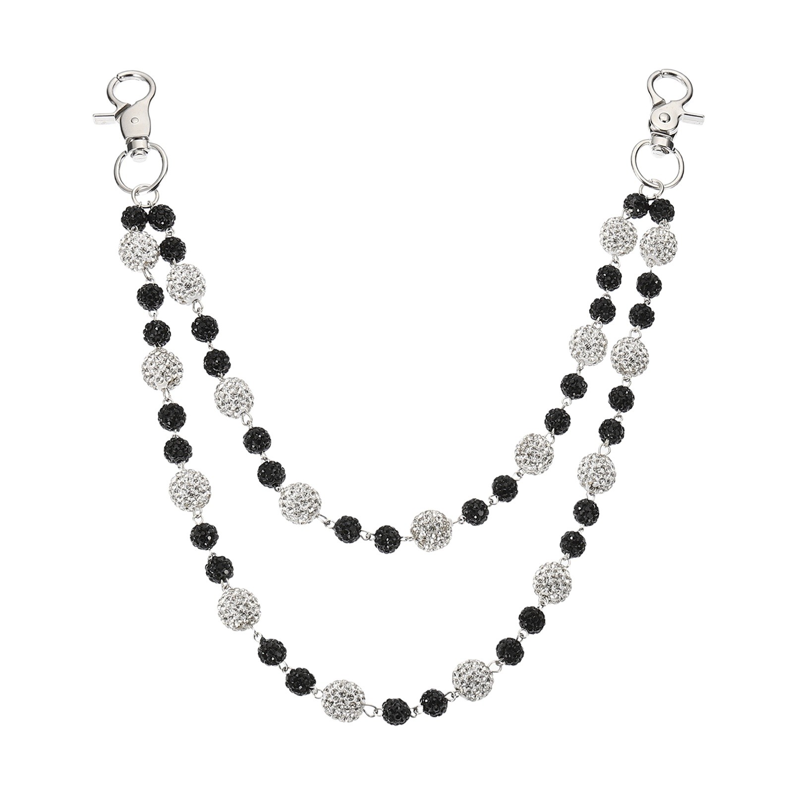 Alloy Bag Chain Strap, Rhinestone Purse Chains Extender Charm, Black and Silver