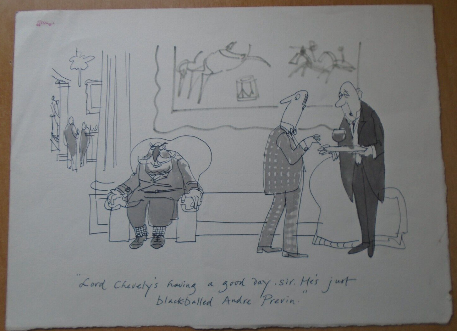 Michael ffolkes, pen & ink "Lord Chevely's..." cartoon. Punch, Private Eye etc.