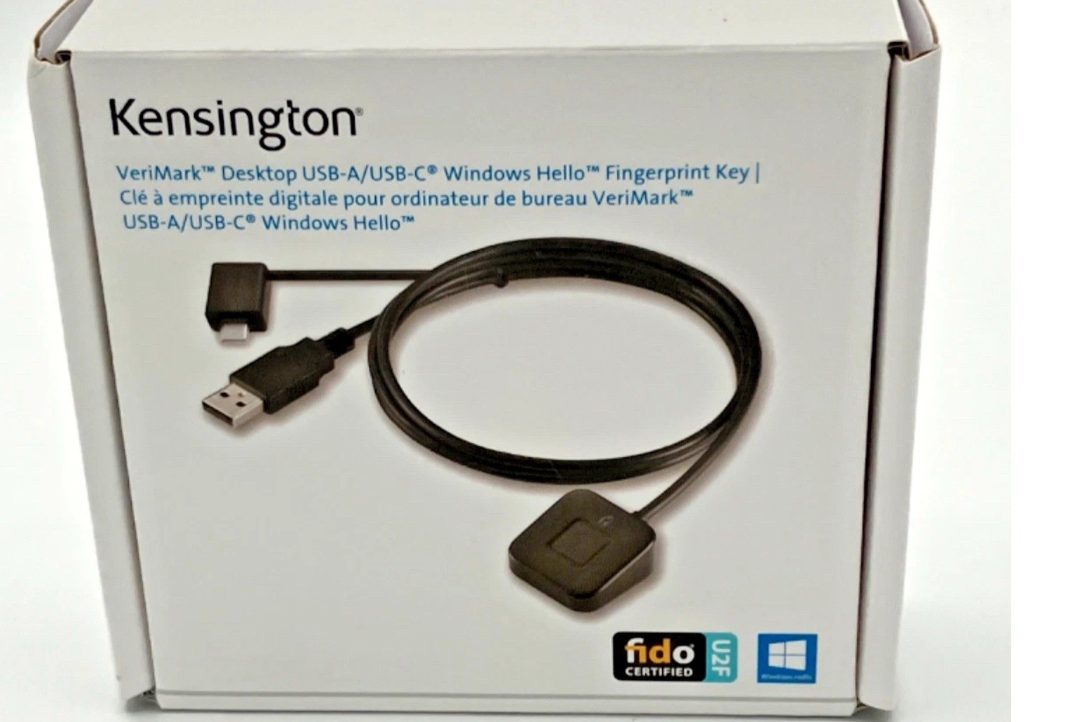 Kensington VeriMark Desktop USB-A/ USB-C Windows Hello Fingerprint Key K62330WWA