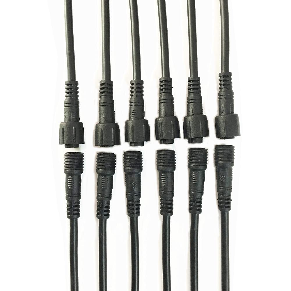 6 Pair Black 3 Pin Waterproof Connector，Waterproof Male Female Cable led Conn...