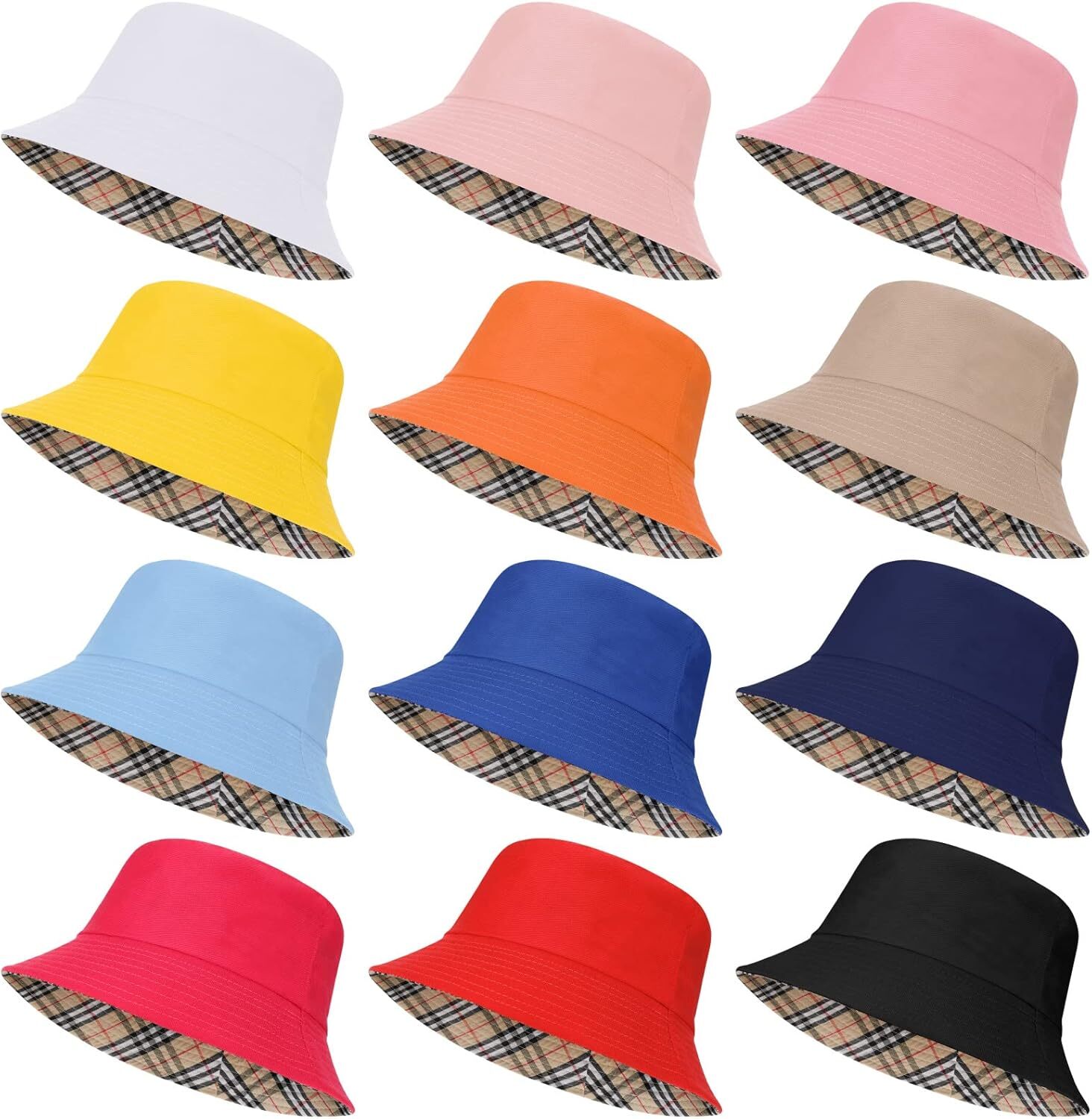 Zhanmai 24 Pack Bucket Hat for Women Summer Travel Beach Hats Packable...