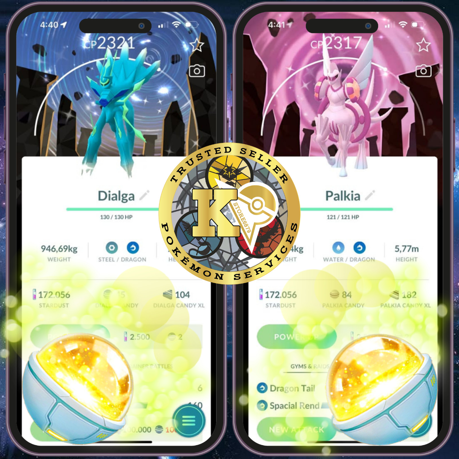 P.T.C GO— Shiny Dialga O — Palkia O —Background Go Tour  Kalos 2026—Digital♻️
