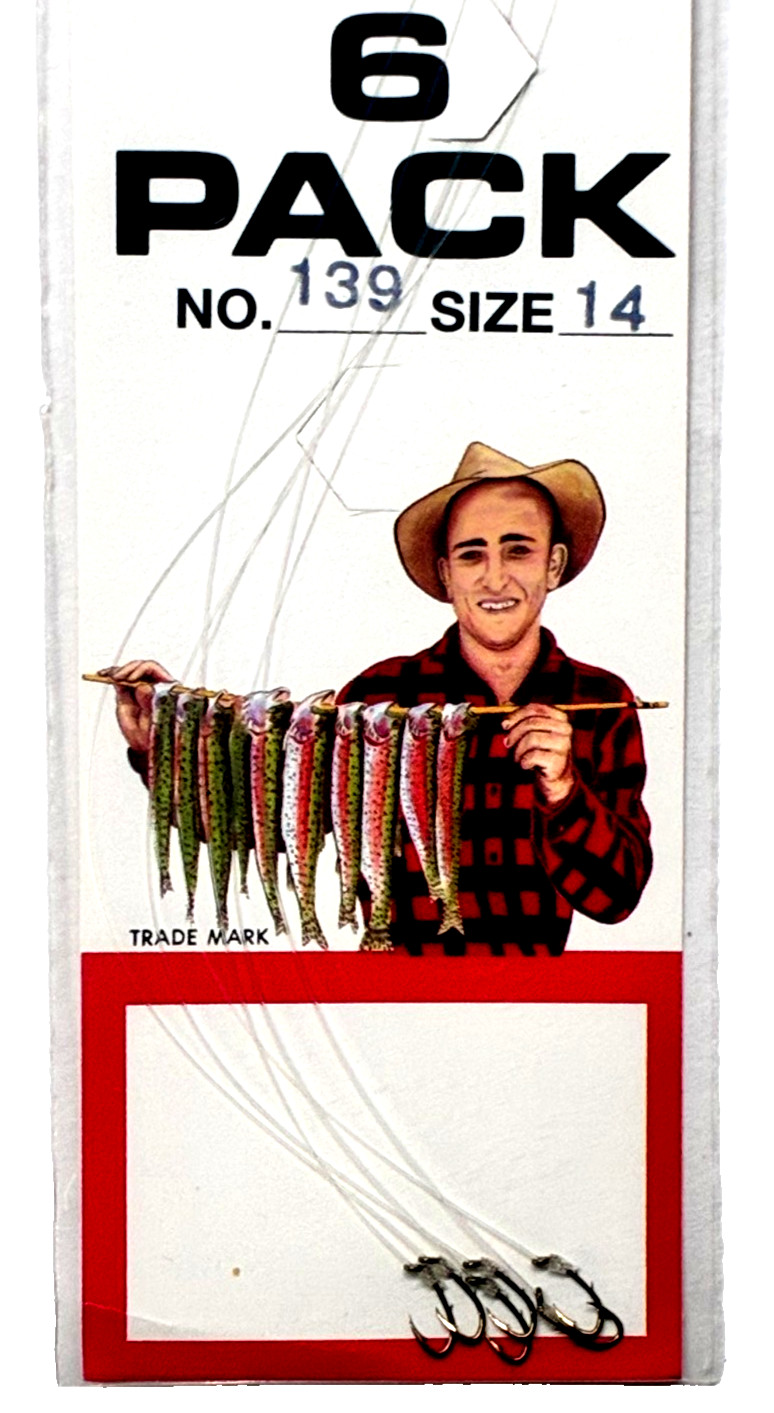 3 PACKS Eagle Claw No. 139 Snelled Baitholder Hook Size 14 Bronze 6-Count Pack