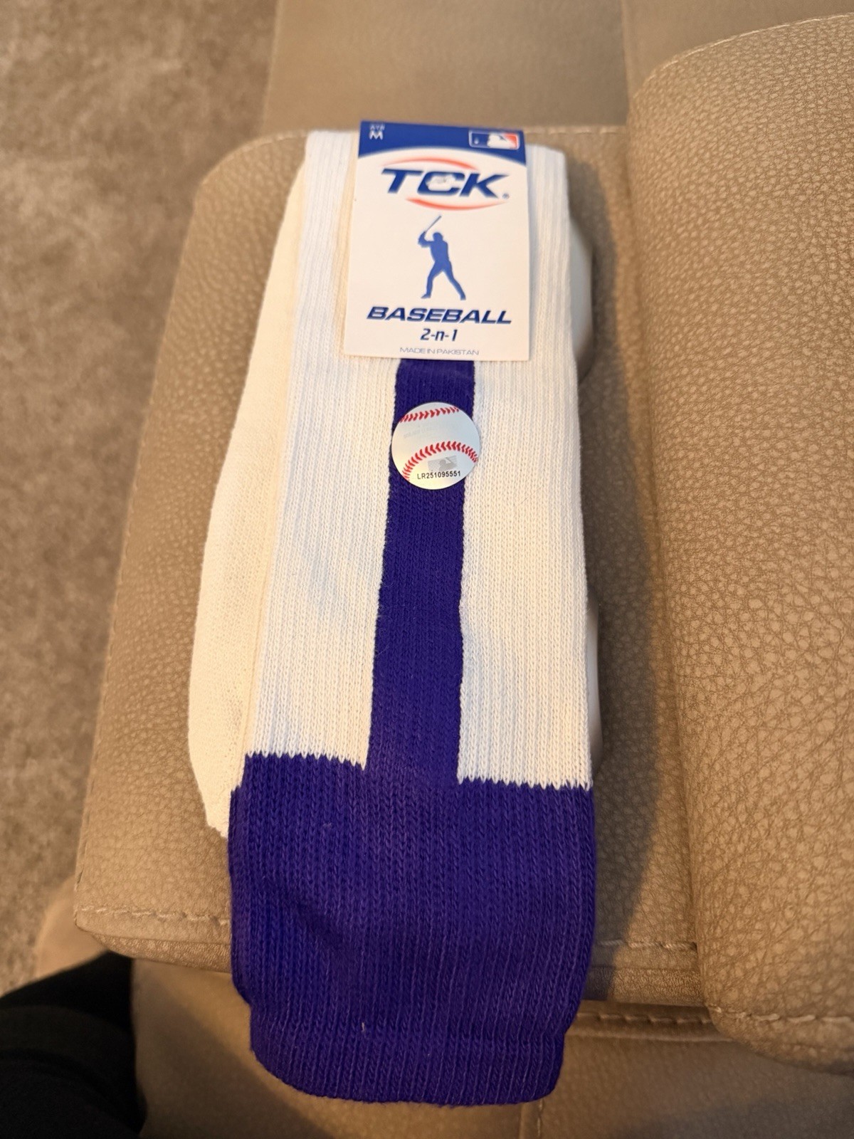 Unisex TCK 2n1 Baseball/Softball Stirrup Socks White,Purple Sz Med W7-10, M6-9