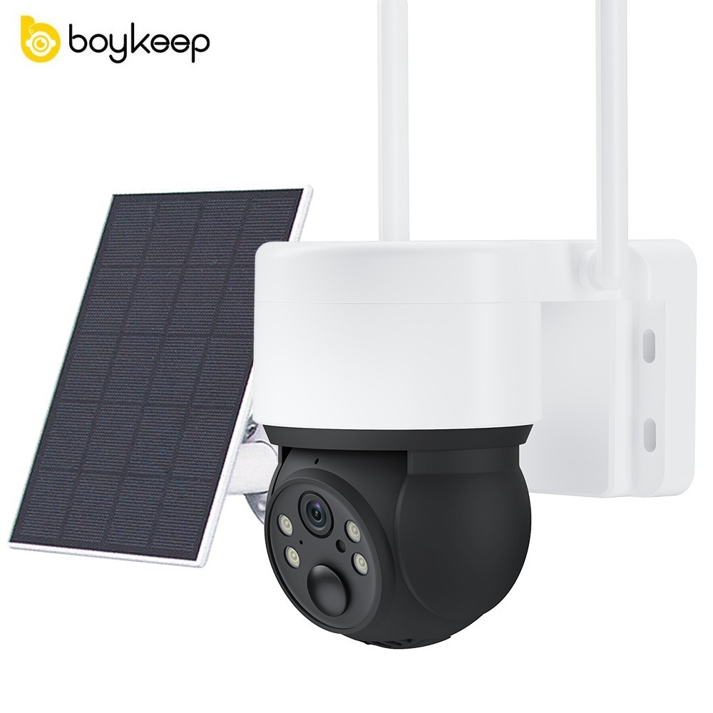 boykeep Wireless Outdoor Solar Battery Powered Camera 2.4GWiFi Pan/Tilt Cam Home