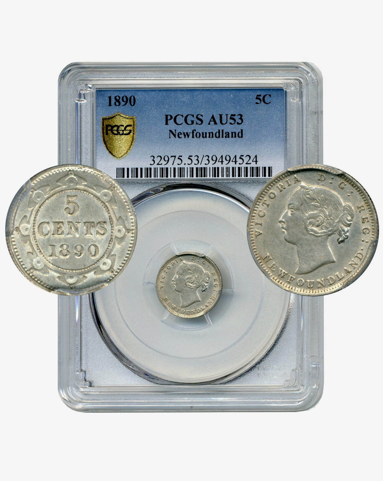 1890 Newfoundland 5 Cents - About Uncirculated, PCGS AU53
