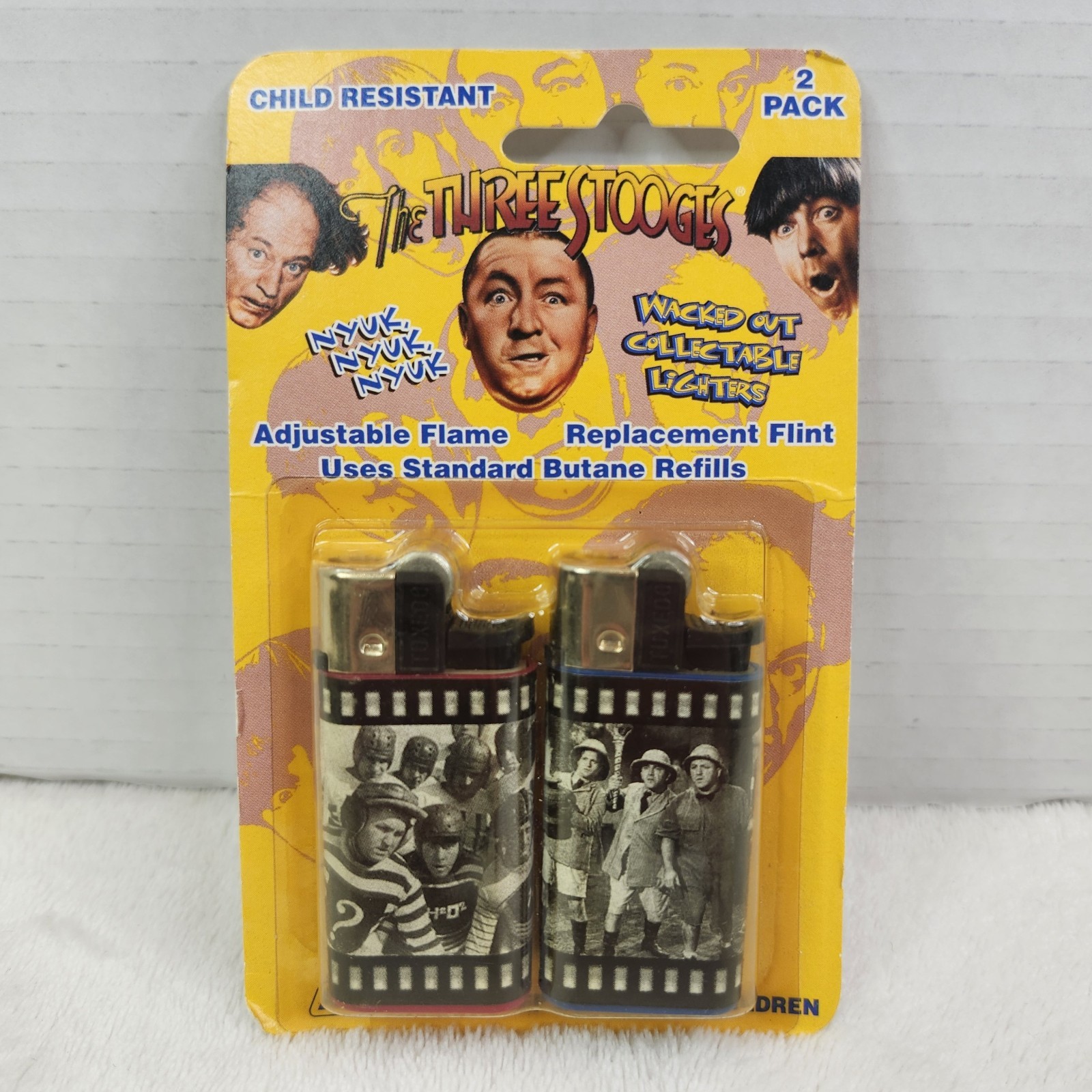 THE THREE STOOGES 2 pack Wacked Out Collectable Lighters Vintage NYL Sealed