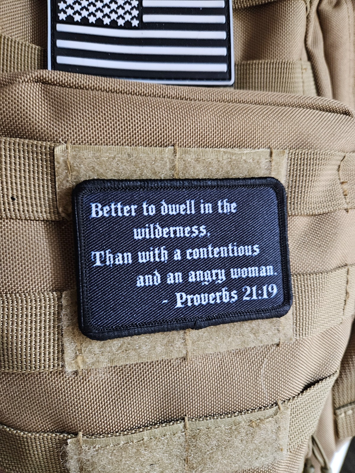 Proverbs 21:19 angry woman bible 2"x3" hook & loop removable morale patch