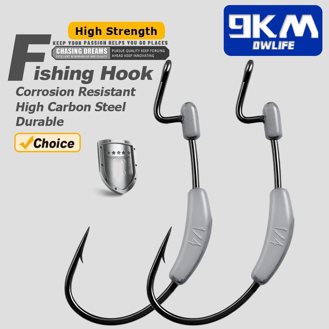 10Pcs High Strength Ewg Hooks with Weighted Worm Soft Hook for Fishing Bass