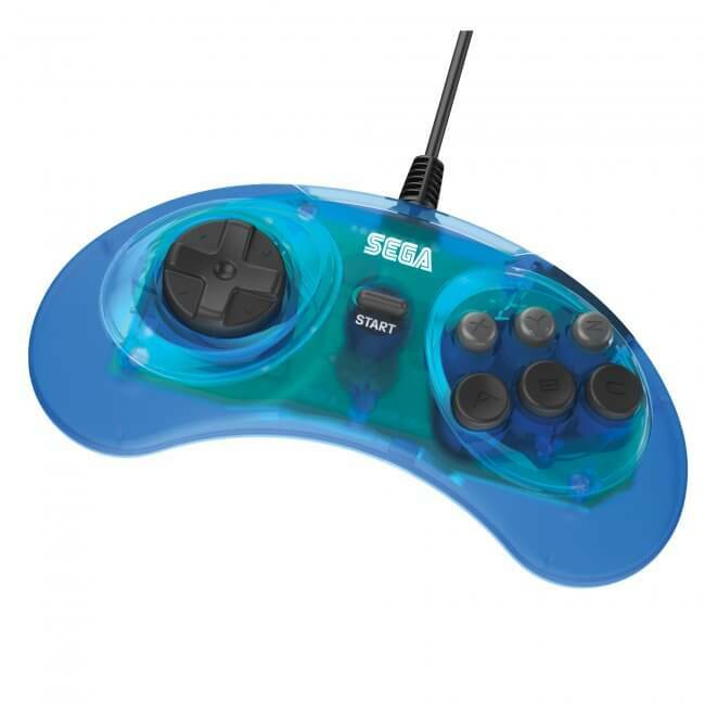 Retro-Bit Official USB Controller 6-Button for Sega Genesis Mini, PC/Mac- Blue