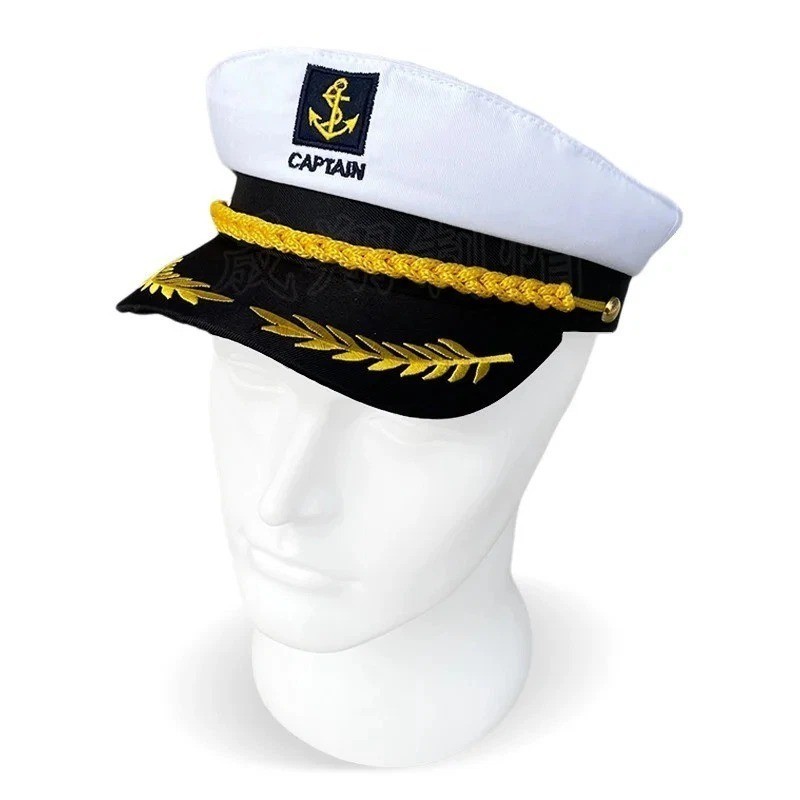 Adult Navy Captain Hat Yacht Sailor Skipper Ship Costume Hat Adjustable - Unisex