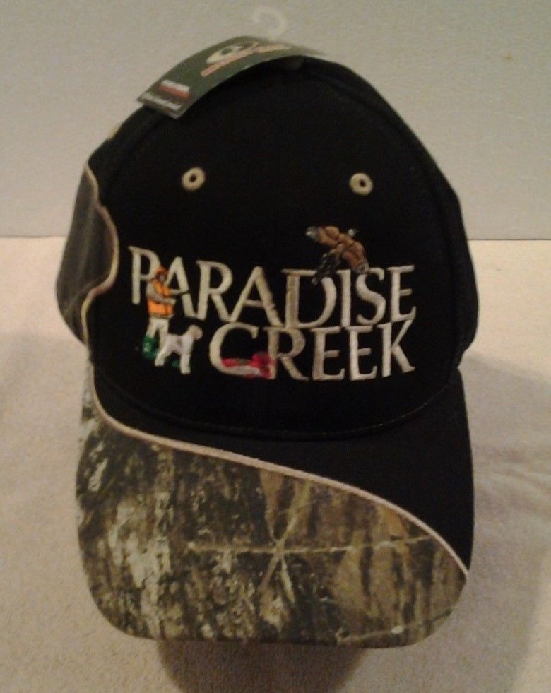 Mossy Oak camo & black "PARADISE CREEK" hunting hat/cap one size fits all NWT
