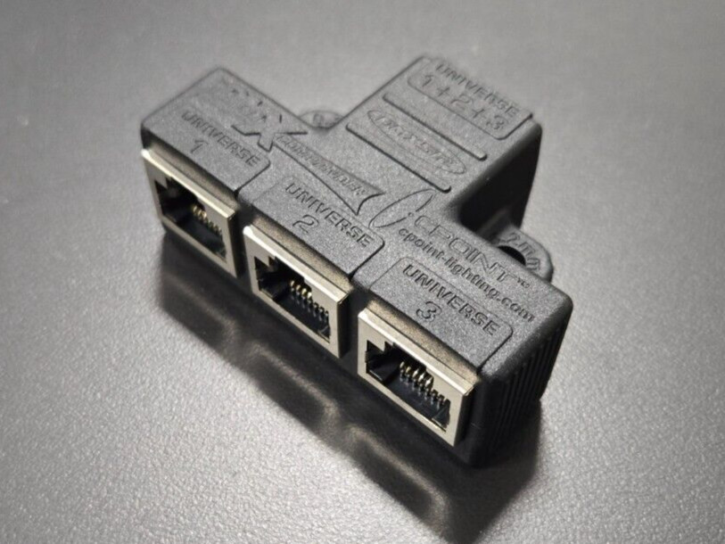 Cpoint RJ45 Compander Use 1 Cat 5 cable to carry up to 3 universes of DMX signal