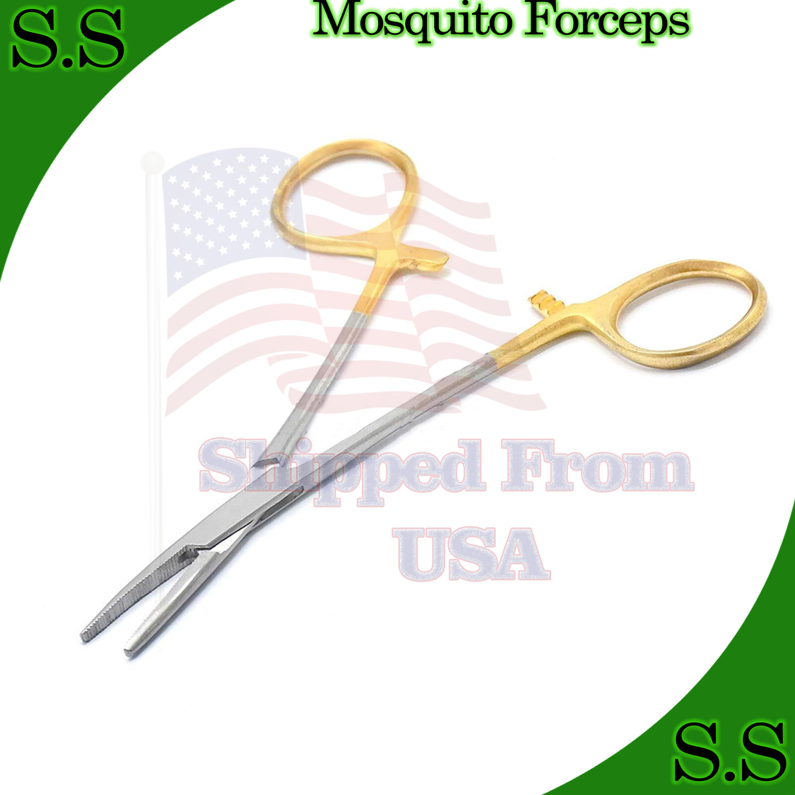 Mosquito Hemostat Locking Surgical Forcep 5" Straight With Gold Handle