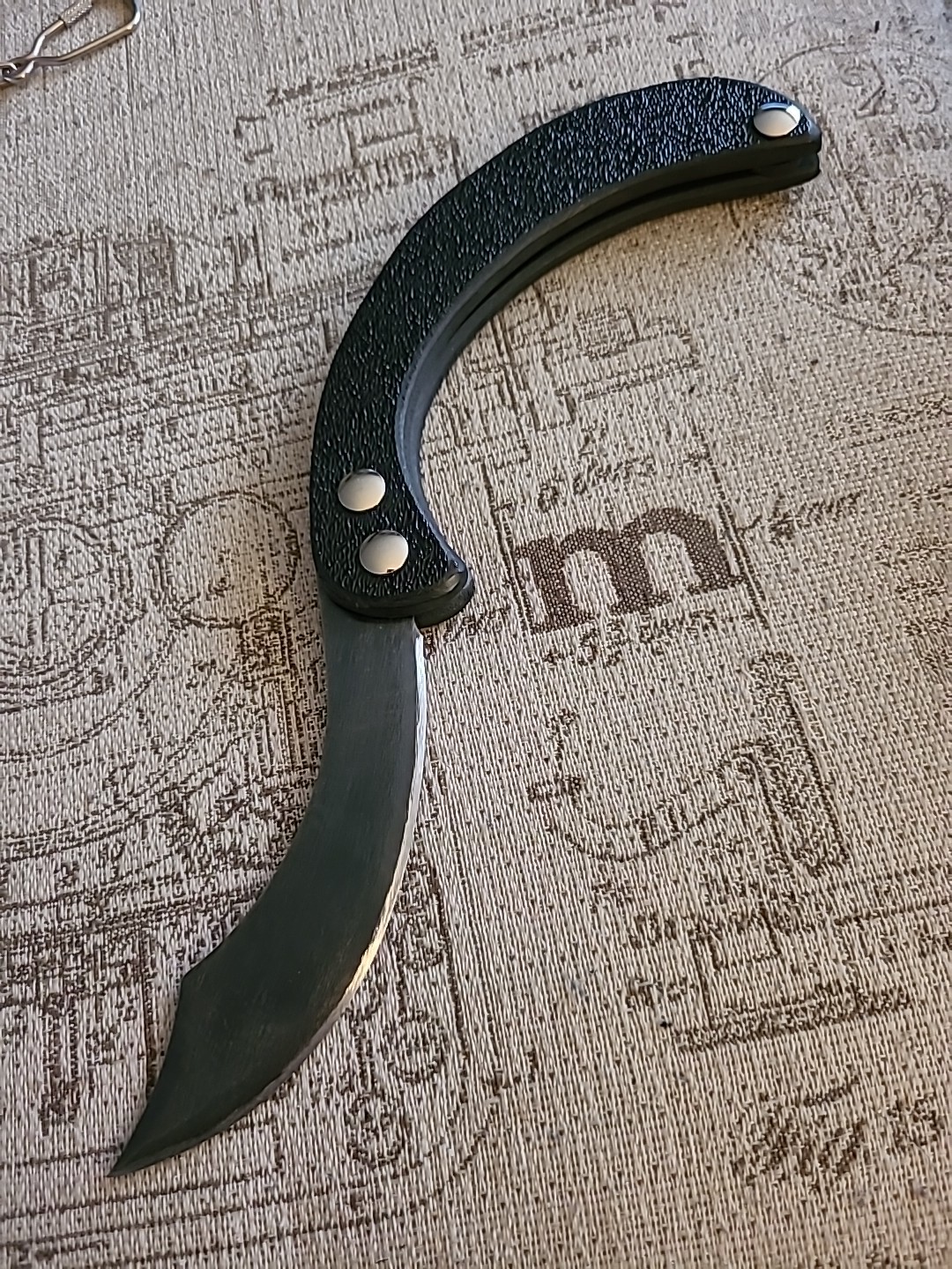 RcaneArtisan Handmade Large Upswept Bowie Friction Folder Knife.