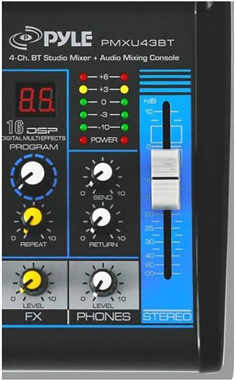 Pyle Professional Audio Mixer Sound Board Console System USB Interface 4 Channel