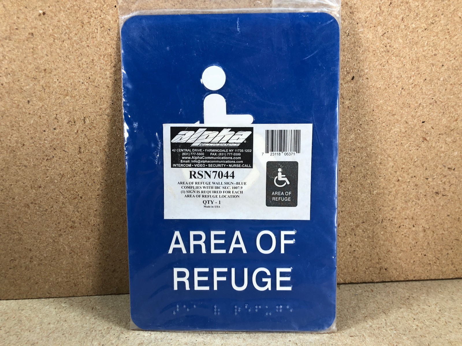 Alpha Communications RSN7044 Area Of Refuge Wall Sign Blue