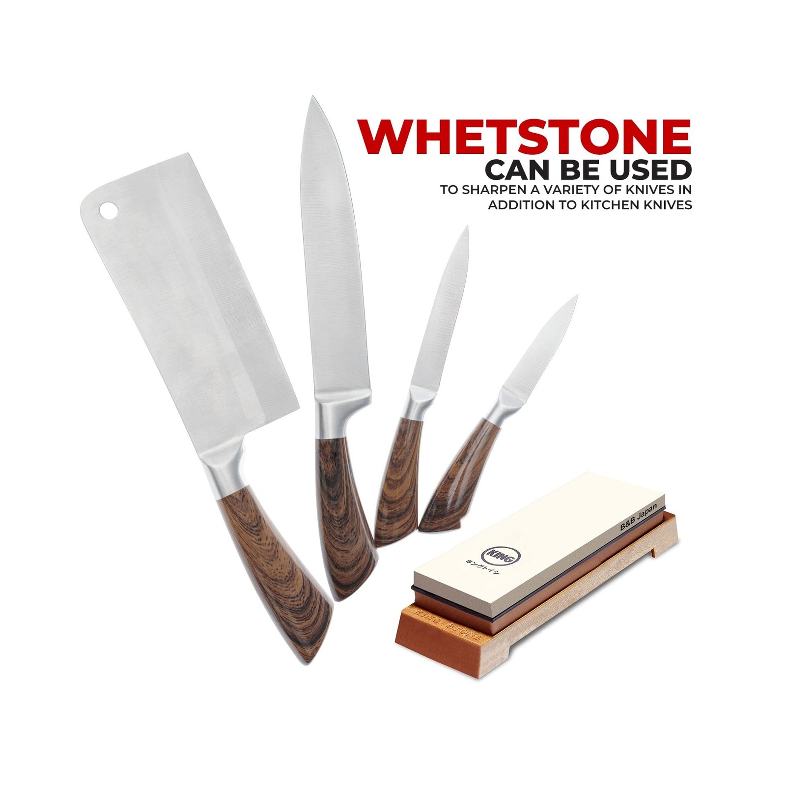 KING Whetstone Starter Set Include 1000/6000 Grit Combination Whetstone made ...