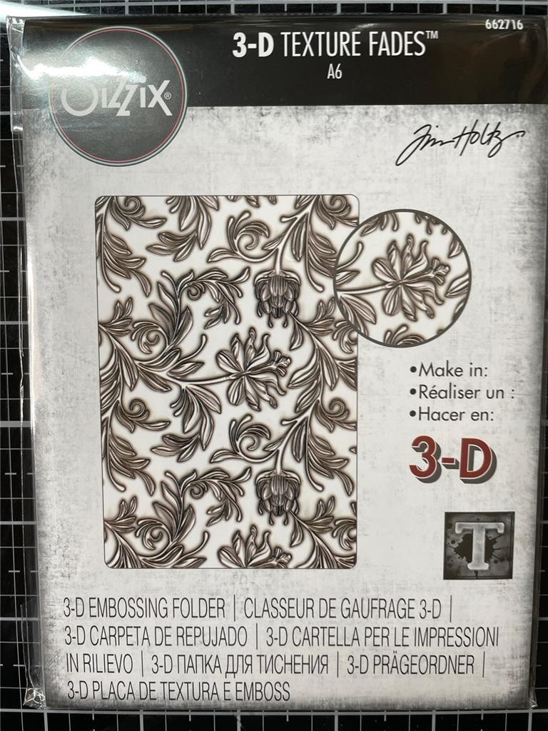 New Sizzix 3D Texture Fades Embossing Folder BOTANICAL Tim Holtz