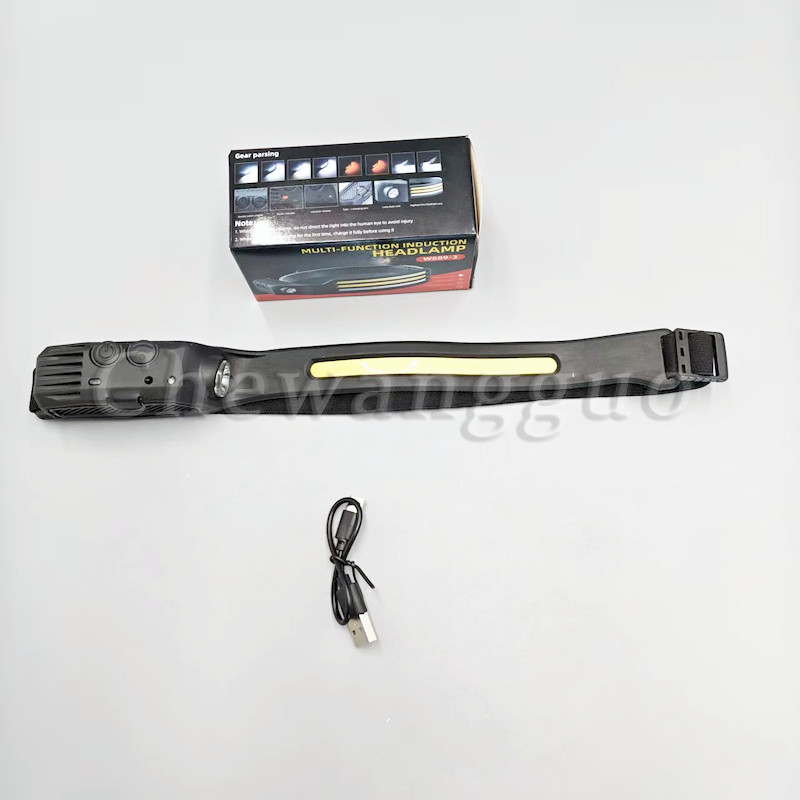 COB LED Headlamp USB Rechargeable Headlight Head Band Torch Work Light NEW