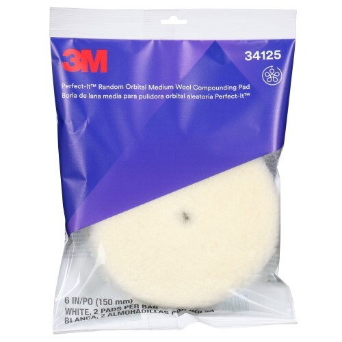 3M Perfect-It 6" Random Orbital Wool Compounding Pads, White, 2 Pads
