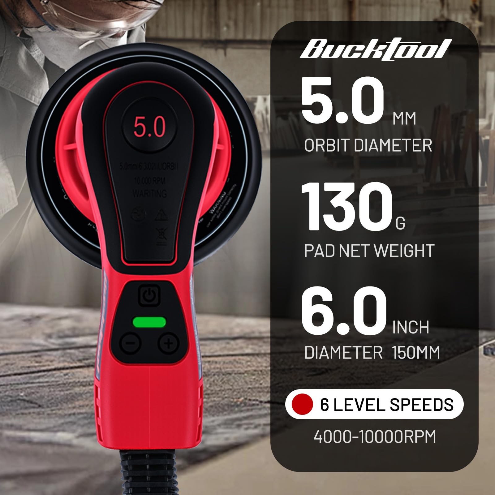 Variable Speed Random Orbital Sander,5" and 6" Pads,3A Brushless