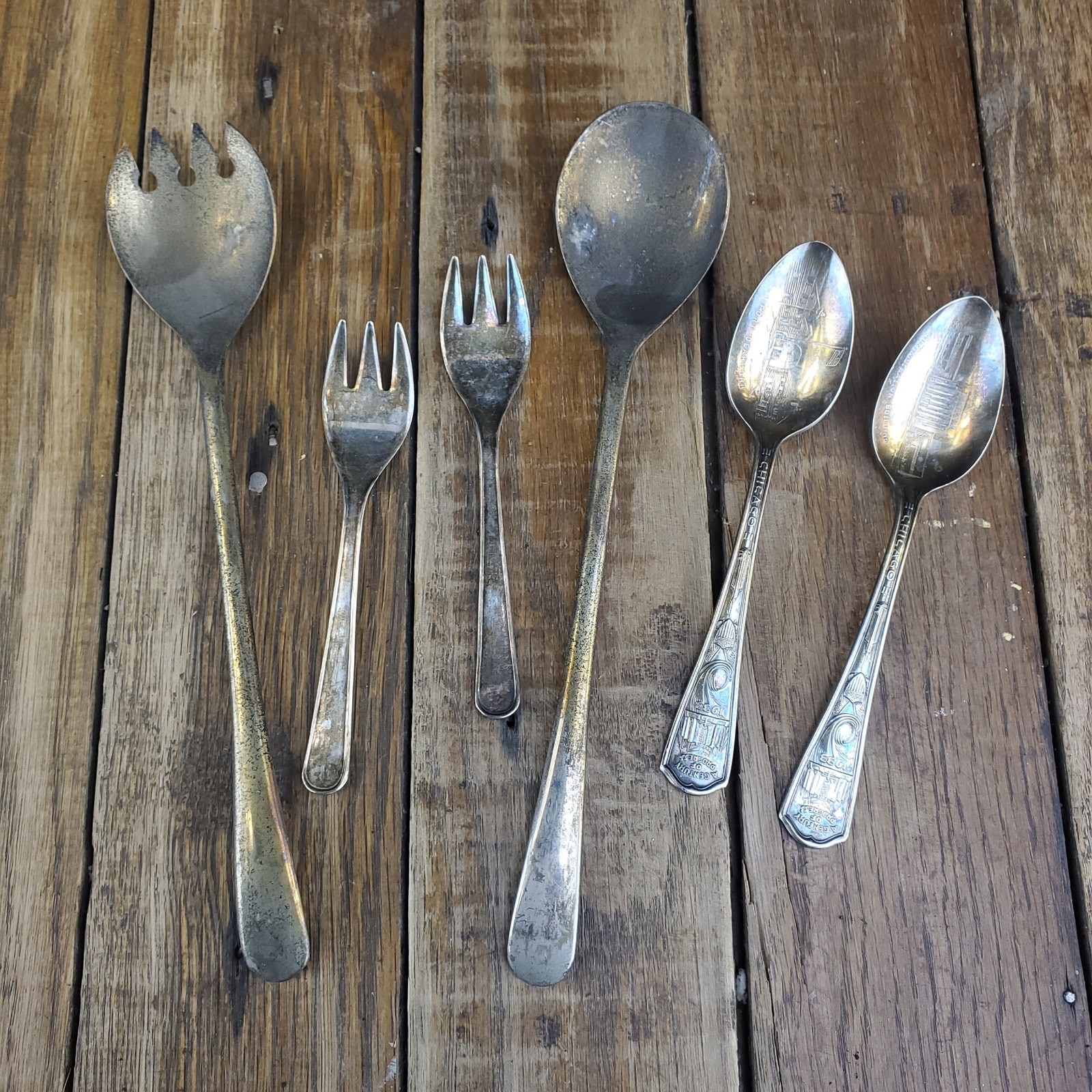 Lot of 6 Silverplated Silverwear Italy Decorative Spoon Hall of Science Chicago