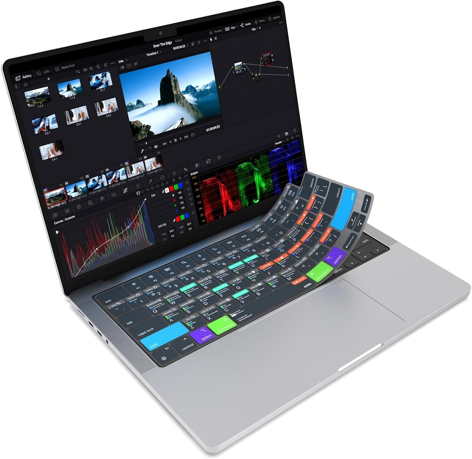 MacBook Pro Air Keyboard Skin DaVinci Resolve Shortcut Overlay US Layout JCPal