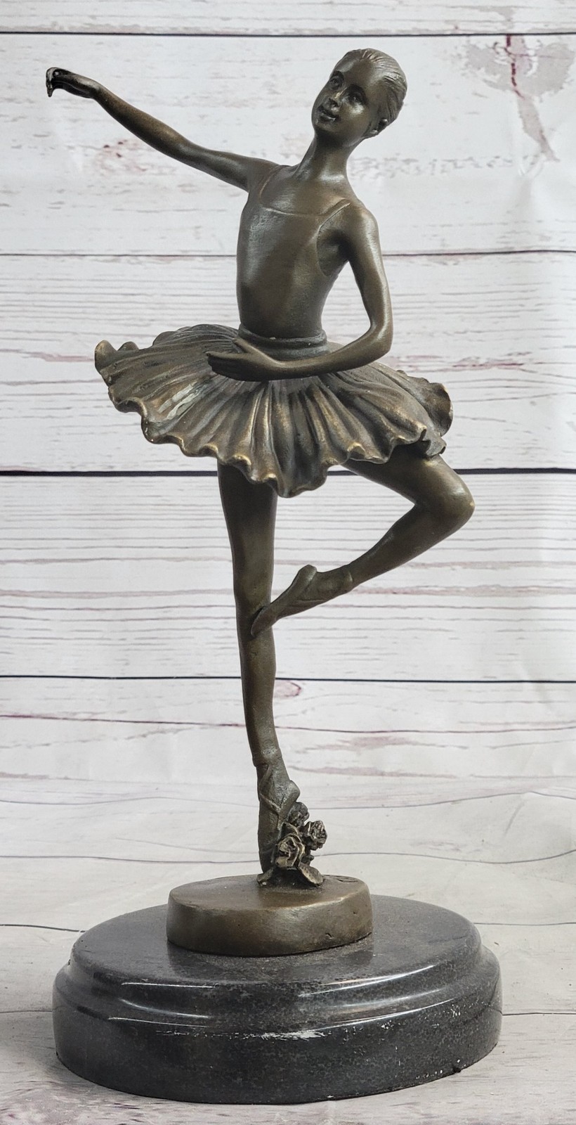 11" Tall Bronze Dancer Ballerina Bronze Statue Handmade Marble Base Vintage Sale