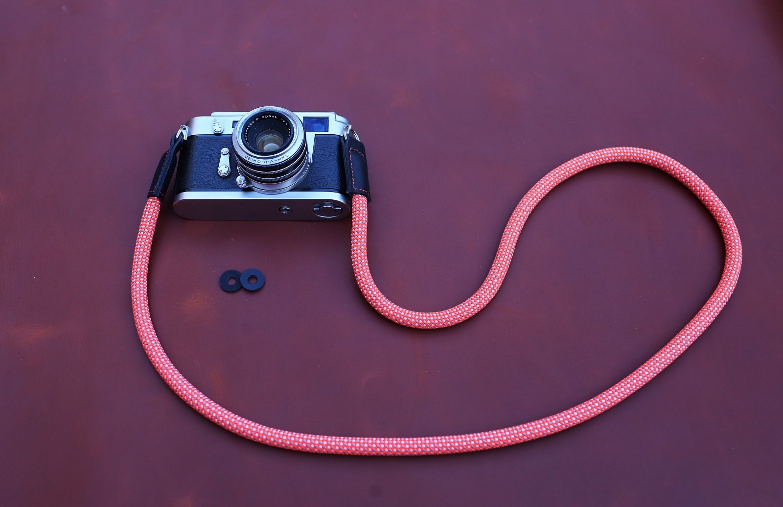 Spotted Climbing Rope Camera Strap | Crimson & Ash Grey