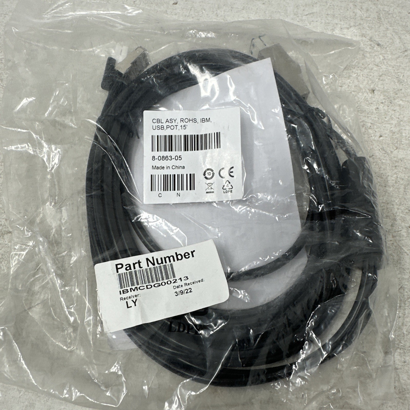 Datalogic IBMCDG00213 / 8-0863-05 Cable Assembly, ROHS IBM USB POT 15’