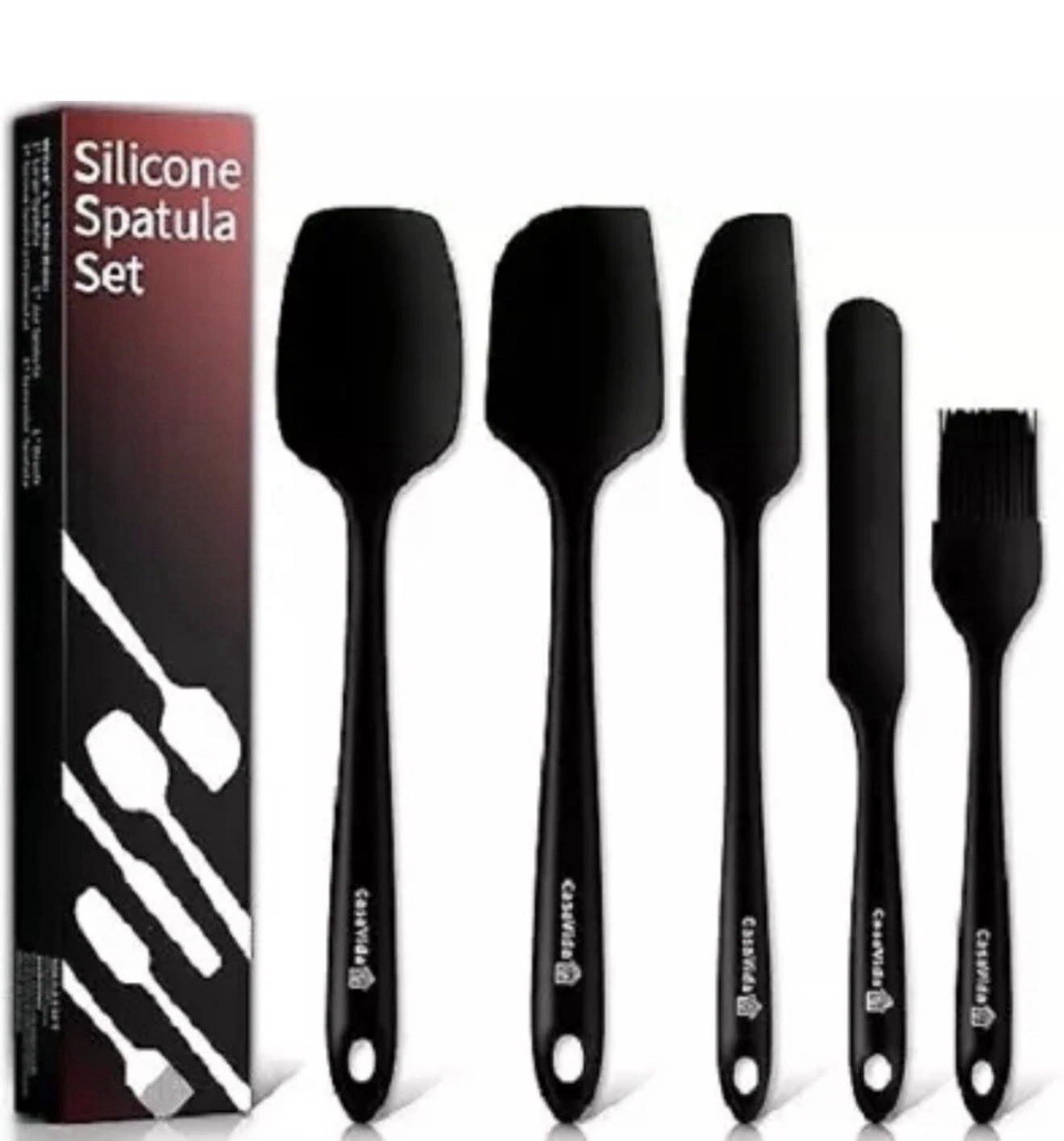 CasaVida Silicone Spatula Seamless Up To 600 Degrees ~ 5 Pieces ~ Black ~ NEW