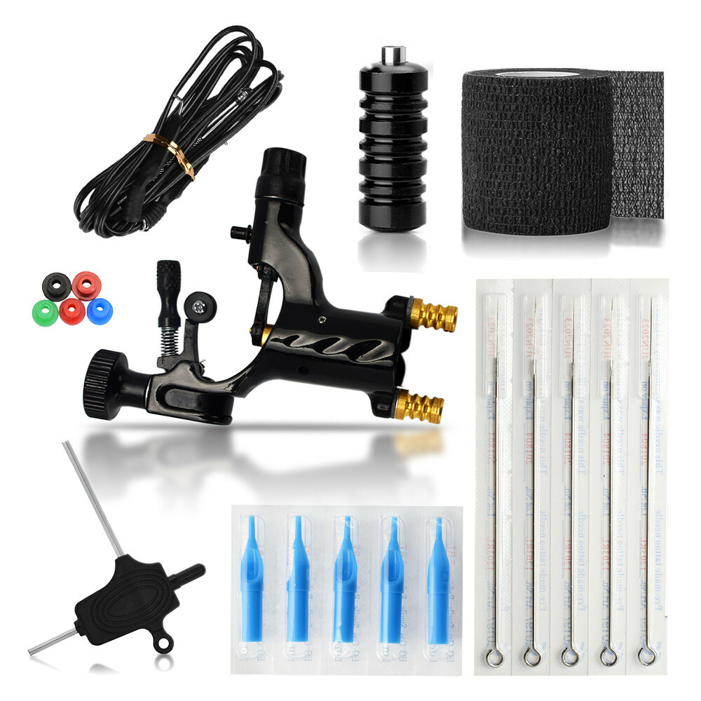 Rotary Tattoo Machine Gun Set Microblading Pen Coil Bandage Pin Cushion Needle