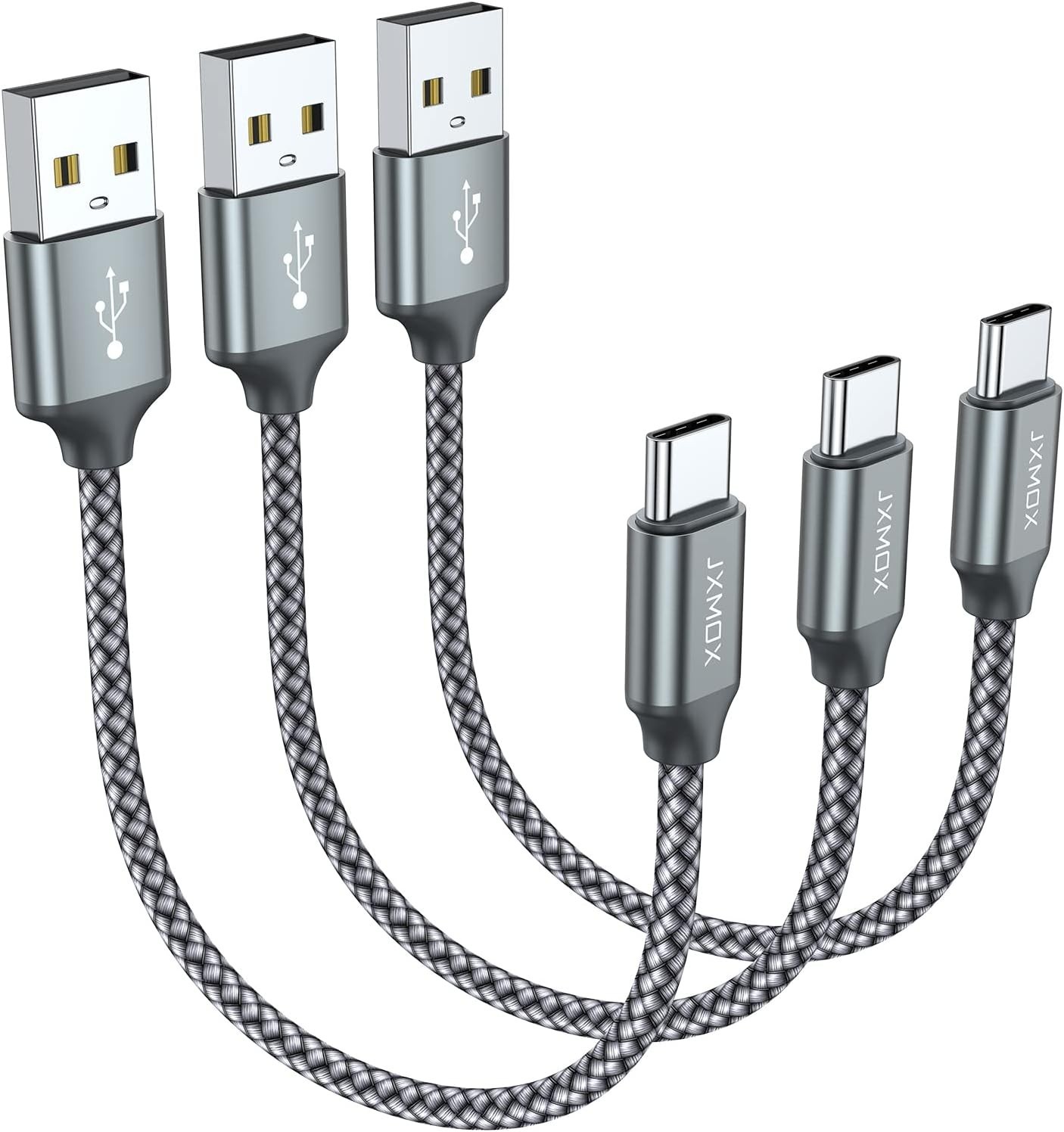 6 Inch Short USB C Cable Fast Charging 3 Pack, 0.5Ft USB a to USB C Cable Short